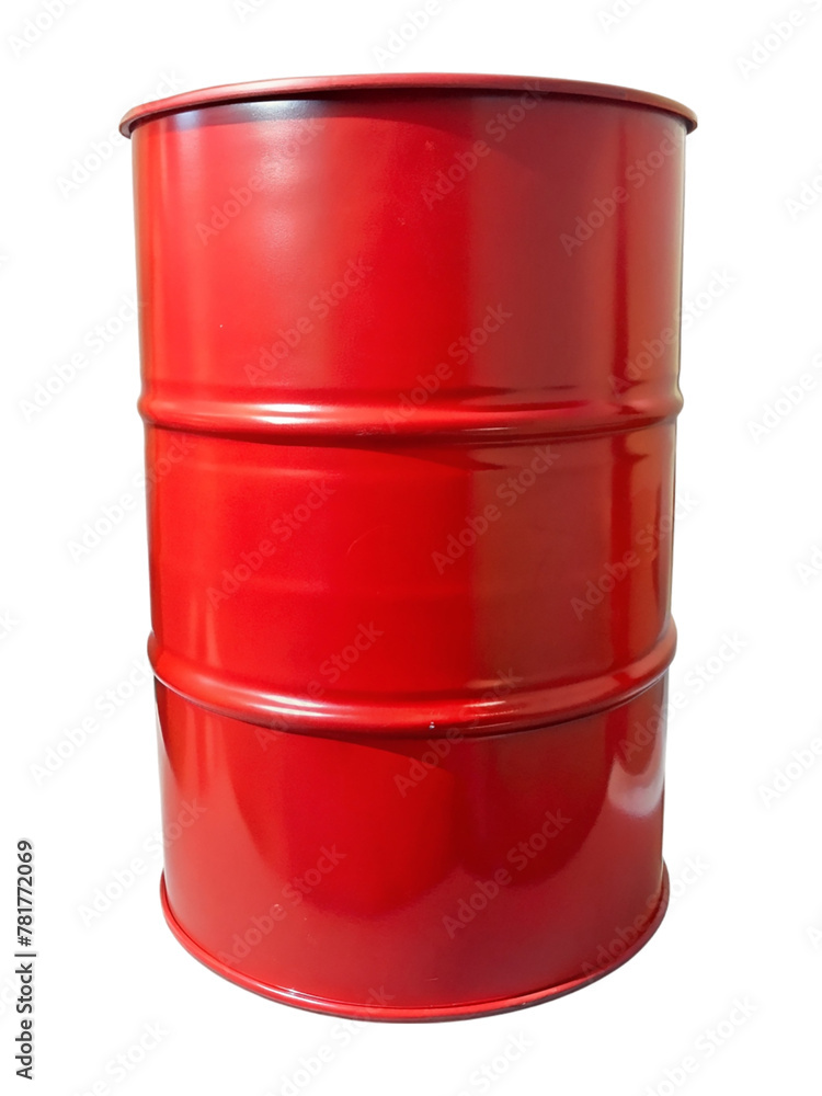 Red metal barrel isolated on transparent background