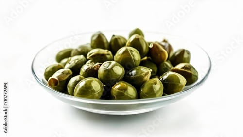  Fresh green olives in a bowl