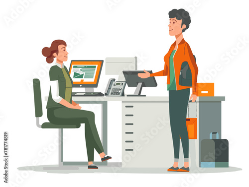 Animated Customer Service: Friendly Bank Teller Guiding Electronic Banking Enrollment