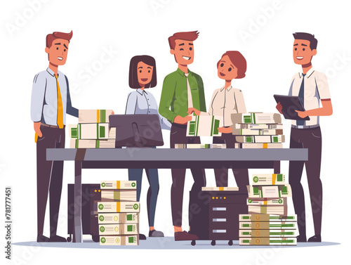 Banking Professionals Ensuring Accuracy: Diligent Tellers Count Cash for Secure Deposits