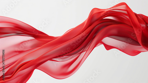 A vibrant image capturing the fluid motion of a luxurious red silk fabric against a clean white background