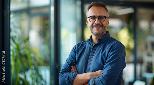 Smiling Professional Male in Casual Work Attire, Corporate Persona