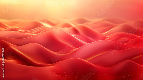 3D vector art background, waves of red hues with golden mist in the lowlands, sparks and highlights on the peaks