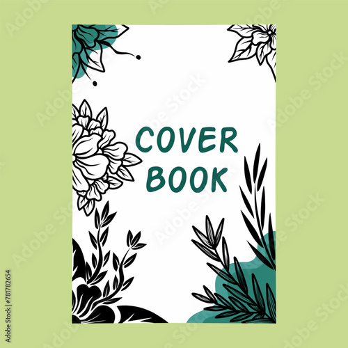 set of book cover designs with hand drawn floral decorations For book, binder, diary, planner, brochure, notebook, catalog. abstract boho botanical background A4 size.