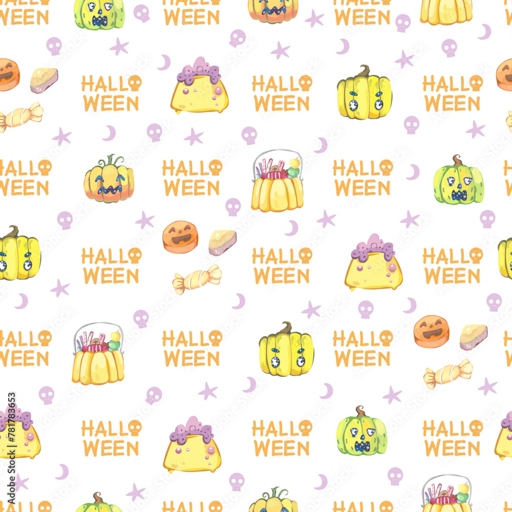 Fototapeta premium Halloween seamless pattern background.
