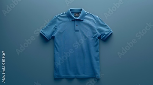 a sky blue polo t-shirt mockup elegantly isolated on a solid charcoal gray background, portrayed in realistic high resolution, emphasizing its vibrant color and classic design with cinematic finesse.