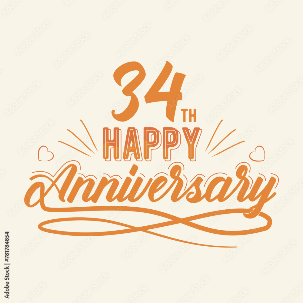 34th Happy Anniversary greeting, Thirty Four Years Anniversary Celebration
