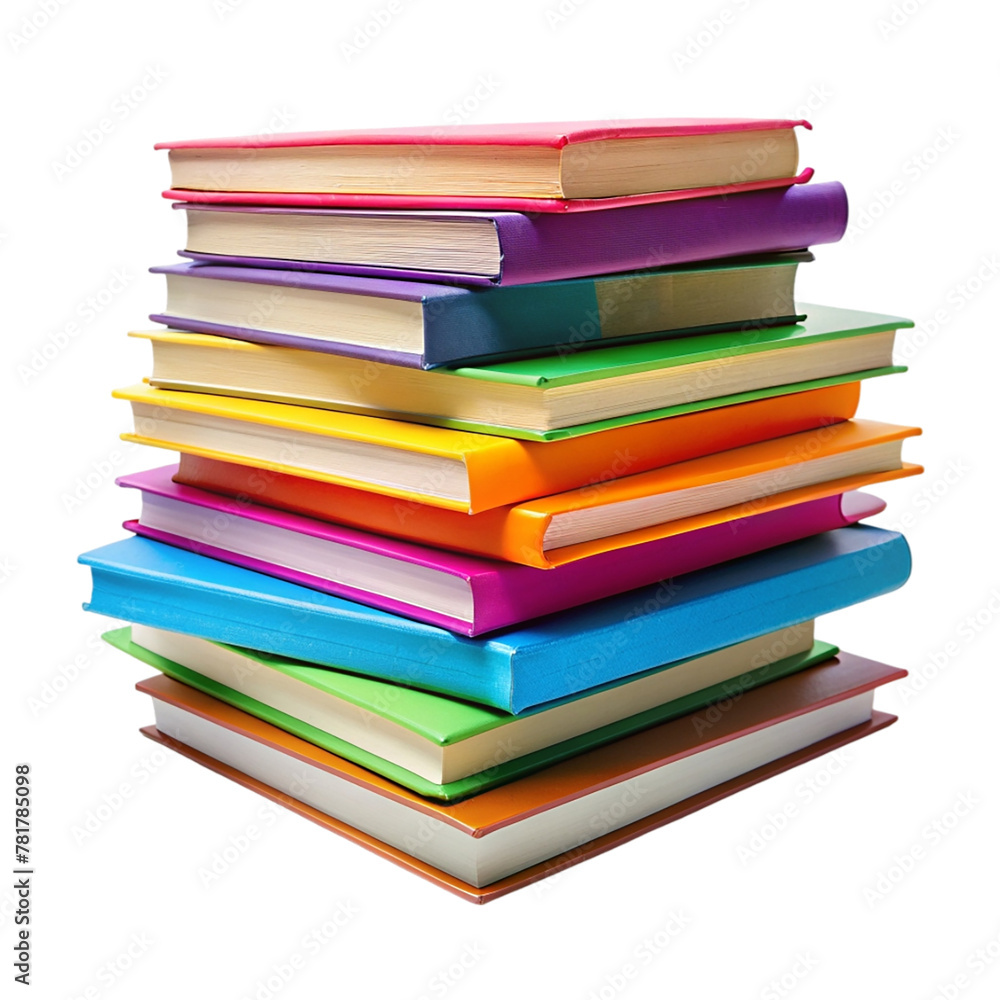 Stack of colorful books isolated on transparent background Stack of colorful books isolated on transparent background