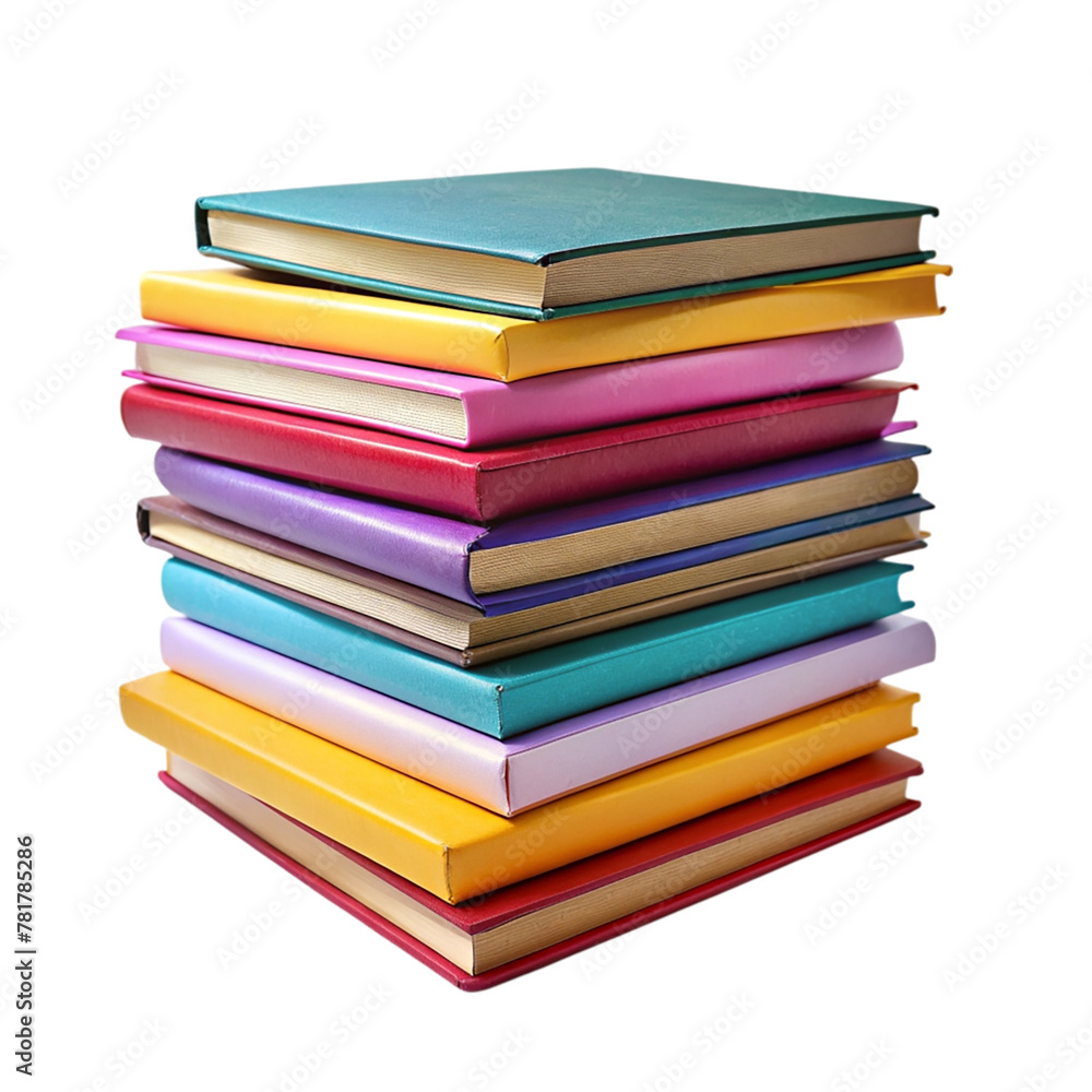 Stack of colorful books isolated on transparent background Stack of colorful books isolated on transparent background