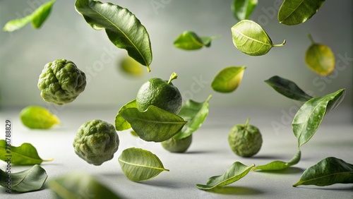 flying kaffir lime leaves
 photo