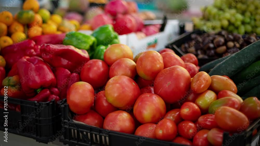 Farm local market, selection of vegetables, red tomatoes, vegetarian lifestyle, healthy life Farm local market, selection of vegetables, red tomatoes, vegetarian lifestyle, healthy life