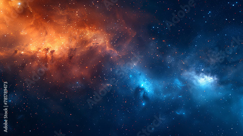 Digital space abstract graphic poster with galaxy and nebula photo
