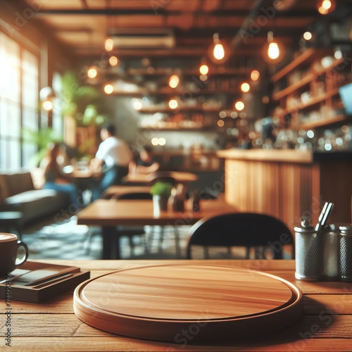 Wood Desk with cafe vibe