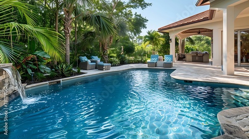 Backyard oasis with a swimming pool inside a backyard © James