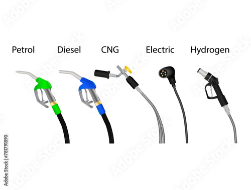 Vector Illustration of Different Types of Automotive Fuels