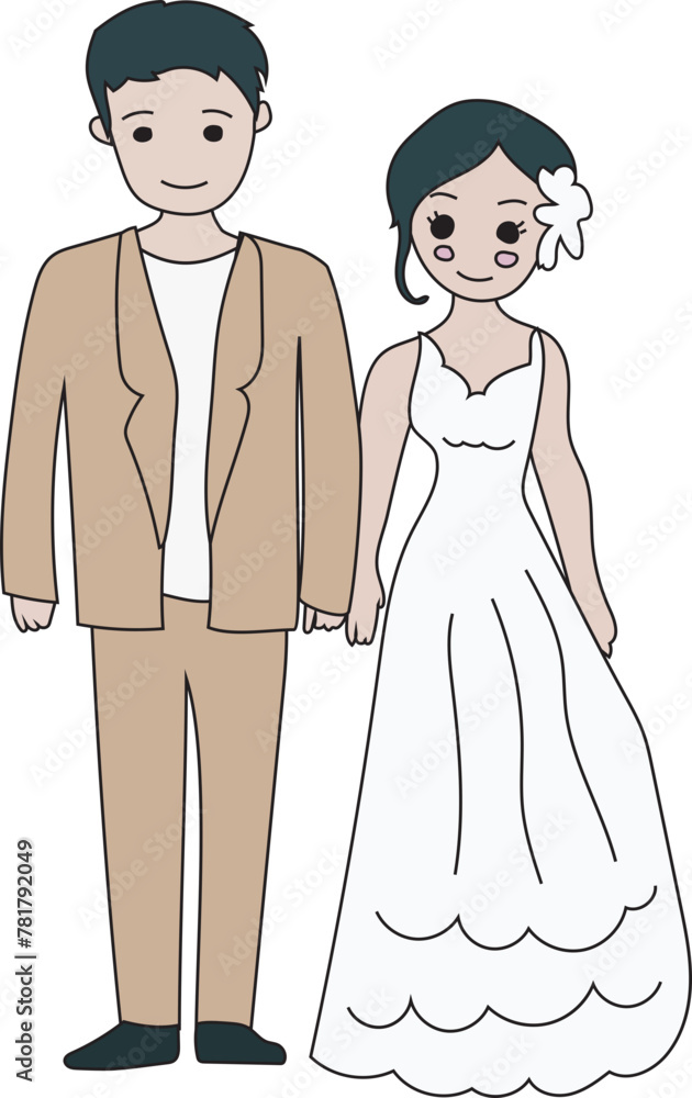 Fototapeta premium Wedding couple illustration, Transparent background. 