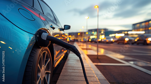 An Electric Car Charging Point At An Airport