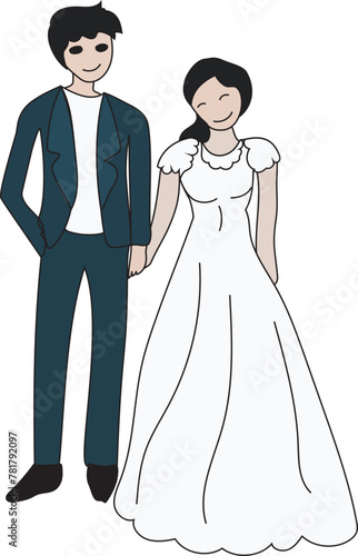 Wedding couple illustration  Transparent background. 