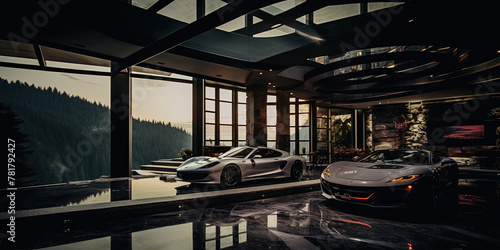 A Beautiful Looking Underground Garage Lined with Ultra Super Cars © AI Lounge