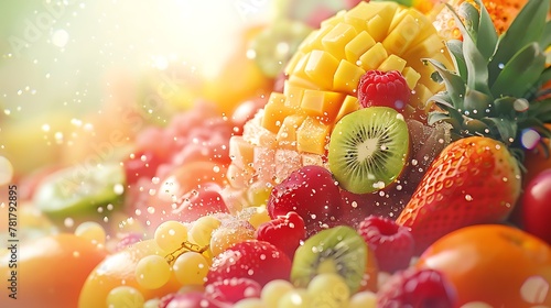 Fresh fruits assorted fruits colorful background photo