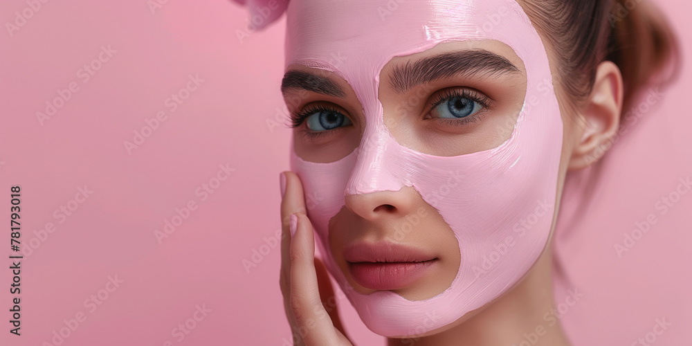 beauty advertising concept skin beauty woman using facial mask cosmetics innovation concept for women beauty advertising concept skin beauty woman using facial mask cosmetics innovation concept for women