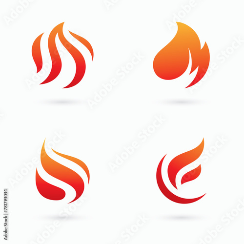 Fire flame Logo Template vector, Oil gas energy logo concept