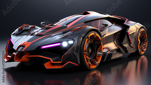 A Futuristic Racing Car With Bold Colors Racing Graphics The Car is Designed To Look Like A Spaceship photo