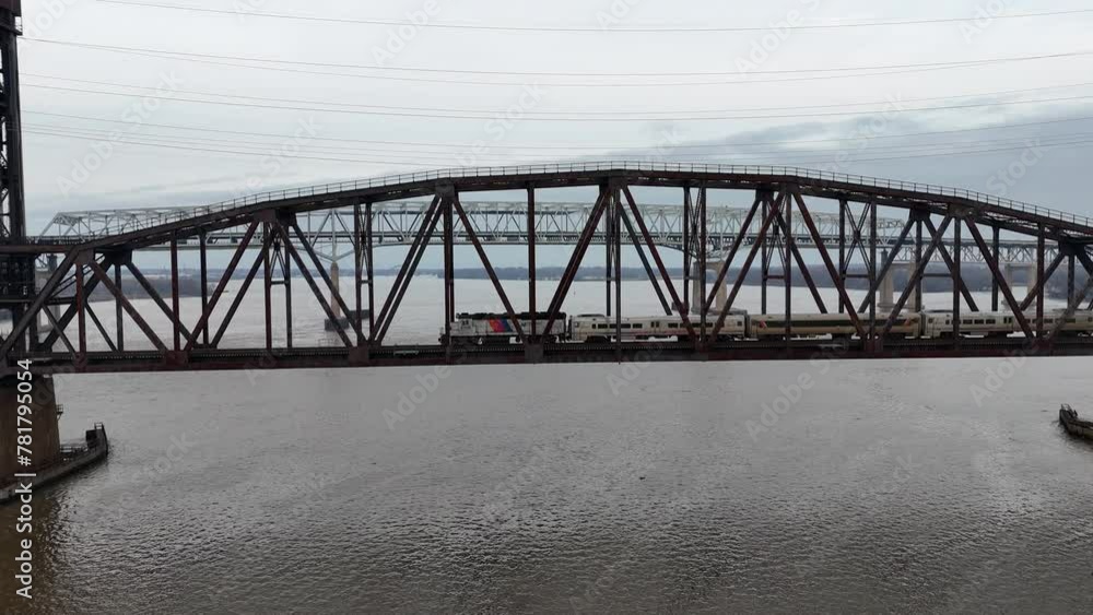 Aerial View of a Train on a Railroad Bridge Crossing the Delaware River
Aerial View of a Train on a Railroad Bridge Crossing the Delaware River