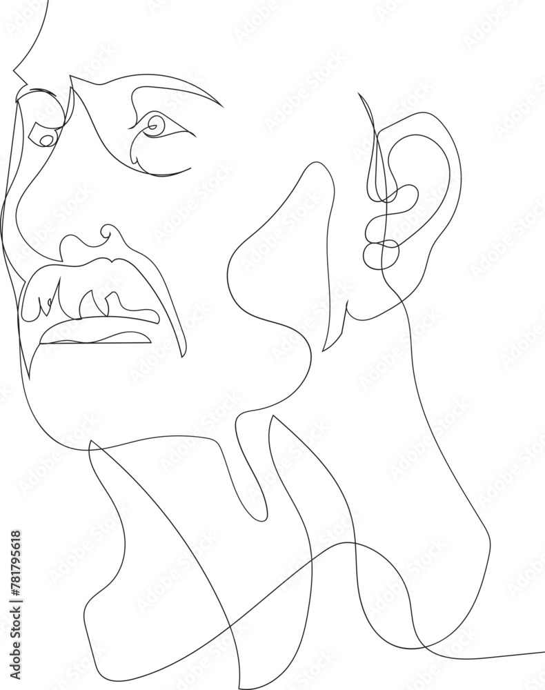 Man line art drawing illustration on transparent background. Man line art drawing illustration on transparent background.