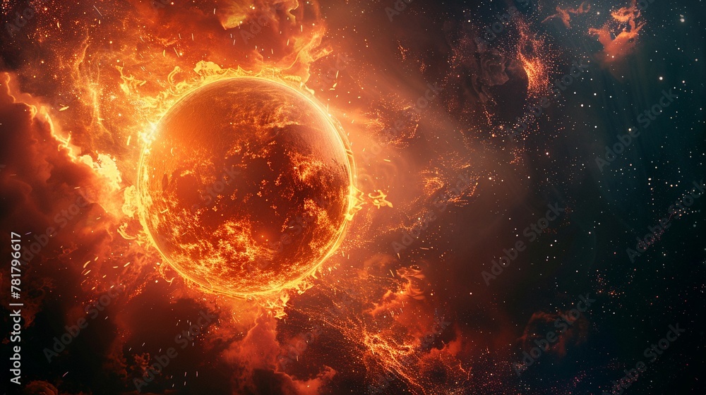 A fiery ball hurtling through the darkness of space ,close-up,ultra HD,digital photography A fiery ball hurtling through the darkness of space ,close-up,ultra HD,digital photography