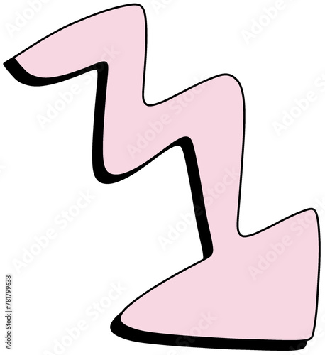 Pink arrow with black shadow
