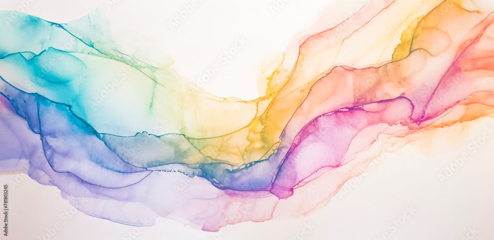 Alcohol ink art in rainbow colors on white background Alcohol ink art in rainbow colors on white background