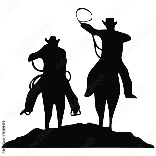 Cowboy with lash silhouette vector