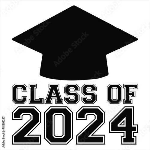 Lettering Class of 2024 for greeting, invitation card. Text for graduation design, congratulation event, T-shirt, party, high school or college graduate. Illustration, vector on transparent background