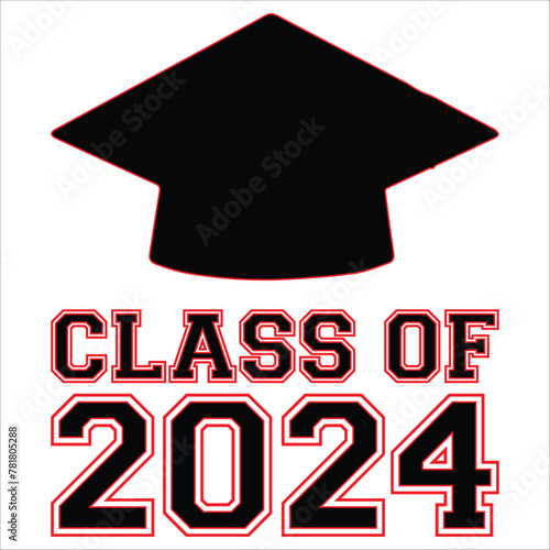Lettering Class of 2024 for greeting, invitation card. Text for graduation design, congratulation event, T-shirt, party, high school or college graduate. Illustration, vector on transparent background