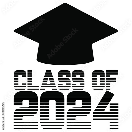 Lettering Class of 2024 for greeting, invitation card. Text for graduation design, congratulation event, T-shirt, party, high school or college graduate. Illustration, vector on transparent background