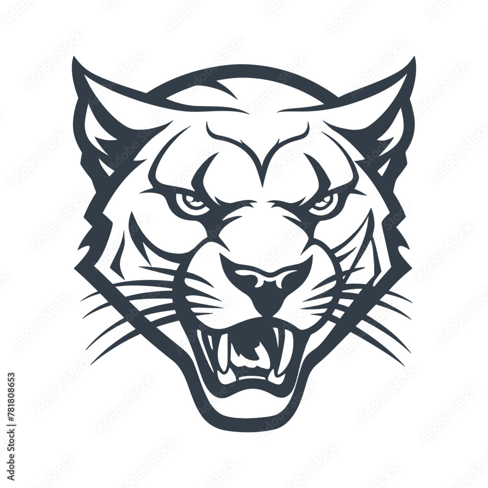 Cougar head drawing vector illustration