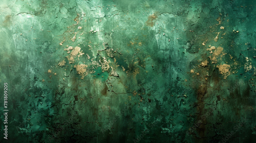 A close-up of a wall covered in green paint with embedded gold flecks; the wall itself appears green with visible gold speckles A close-up of a wall covered in green paint with embedded gold flecks; the wall itself appears green with visible gold speckles