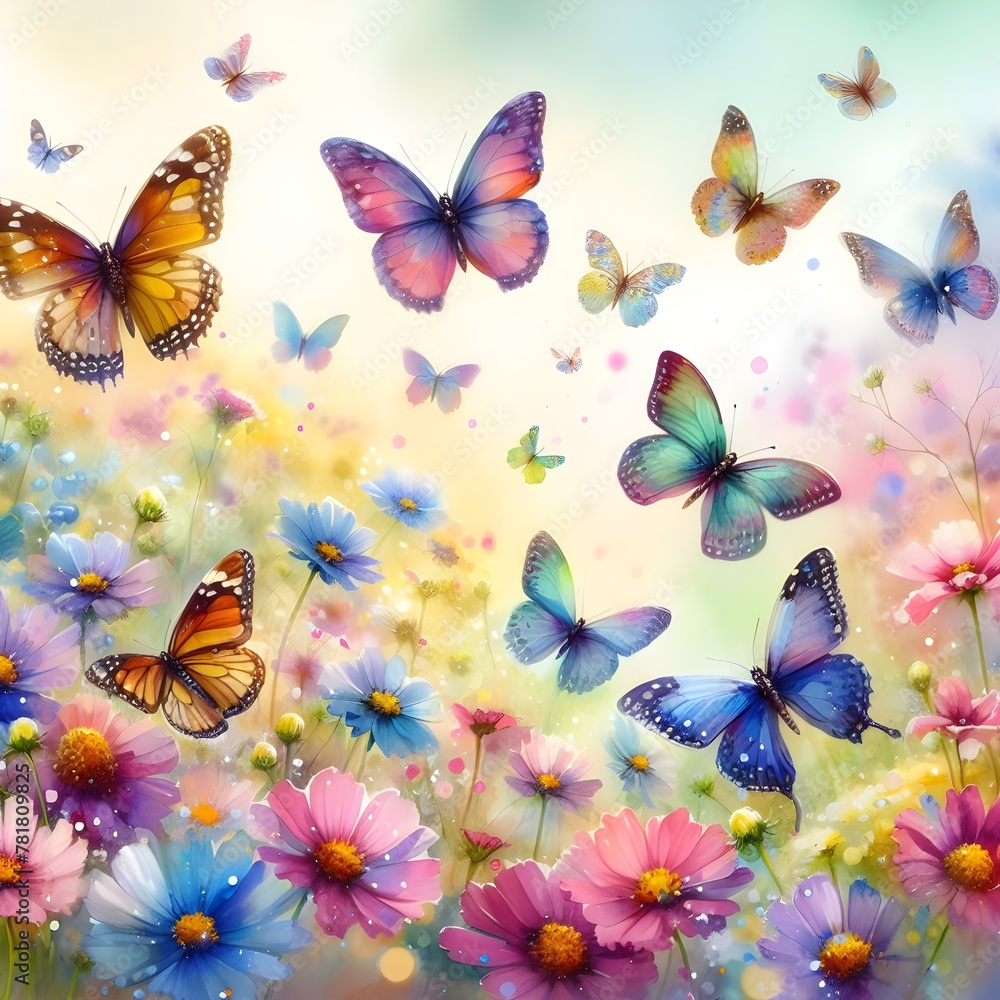 Butterflies and flowers. Generative ai Butterflies and flowers. Generative ai
