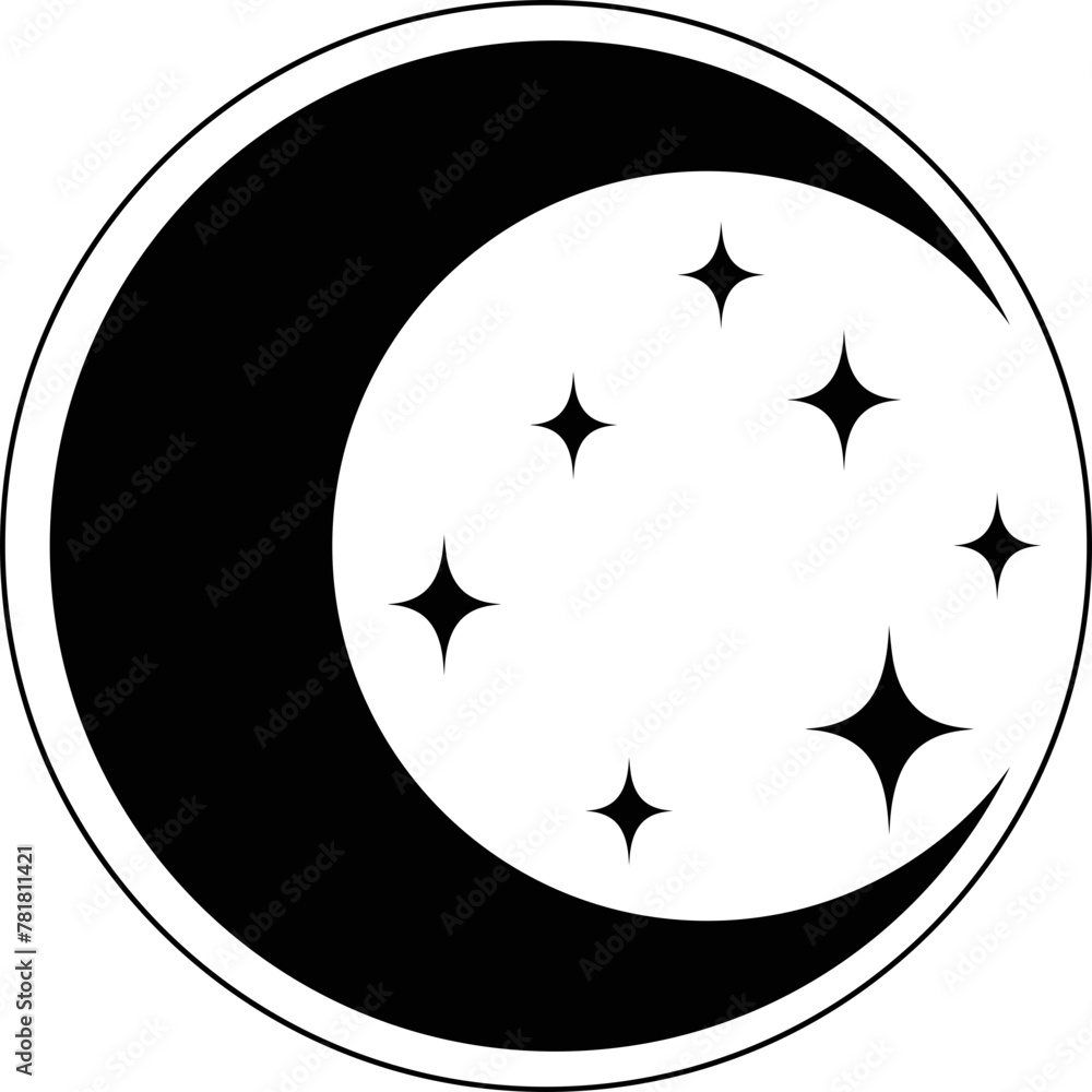 moon sparkle lunar cosmos outline vector moon sparkle lunar cosmos outline vector