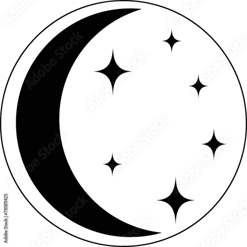 moon sparkle lunar cosmos outline vector