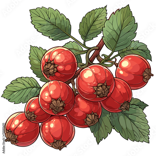 Eastern May Hawthorn Flat Colors Cartoon, Isolated Transparent Background Images photo