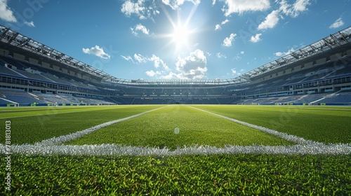 The expansive stadium pitch offers a fresh, minimalist setting for product grandeur