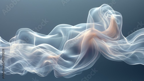   A crisp image of a white and orange smoky wave against a blue backdrop, with a gray background instead obscuring the scene unnecessarily photo