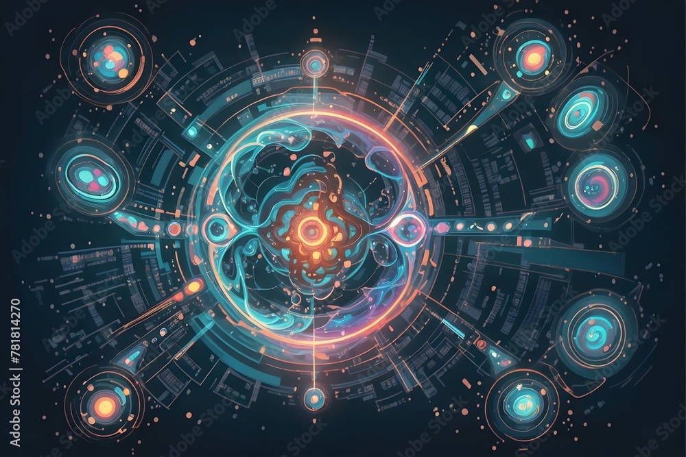 A colorful abstract design with symmetric patterns-AI Generated. A colorful abstract design with symmetric patterns-AI Generated.