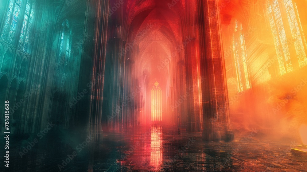 Gradient abstraction as if viewing a Gothic cathedral through a contemporary lens