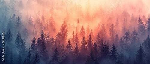 A pastel gradient enfolds the forest, where silence has its own language photo