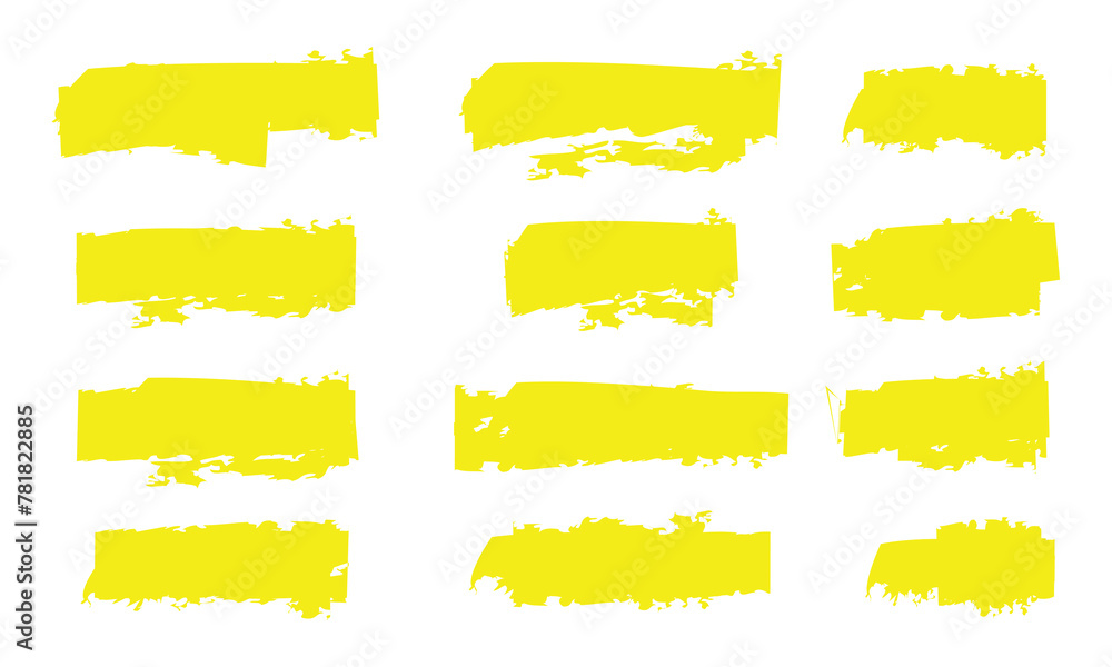 Yellow marker brush lines. Highlighter underline scribbles. Paint pen handdrawn strokes. Vector illustration design with background. Yellow marker brush lines. Highlighter underline scribbles. Paint pen handdrawn strokes. Vector illustration design with background.