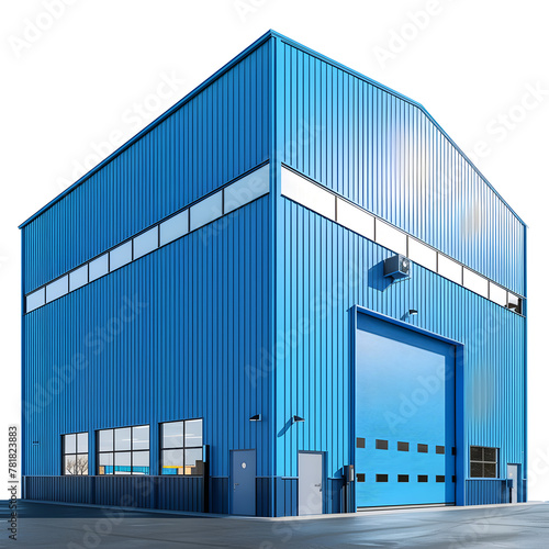 holographic 3D-visualization of blue storage-building, on white background, monochrom blue minimal and basic style 3d mockup 3d style ISOLATED ON WHITE BACKGROUND, © ClicksdeMexico