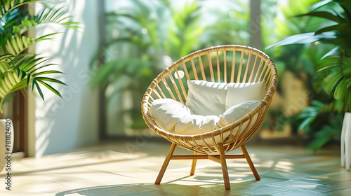 Outdoor Garden Chair, Relaxing Summer Furniture, Cozy Terrace with Greenery, Stylish Patio Design